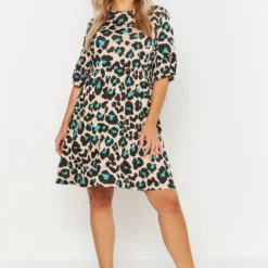 Plus Smok-Kleid Mit Leopardenprint 9 Plus Smok-Kleid Mit Leopardenprint -Diven Stil Verkaufsgeschäft pzz71821 cream xl 3