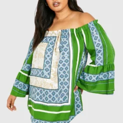 Plus Tunika-Kleid Mit Print