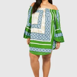 Plus Tunika-Kleid Mit Print -Diven Stil Verkaufsgeschäft pzz83753 green xl 2 scaled