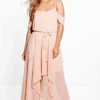 Plus Schulterfreies Chiffon-Kleid Mit Rüschen -Diven Stil Verkaufsgeschäft pzz95255 blush xl