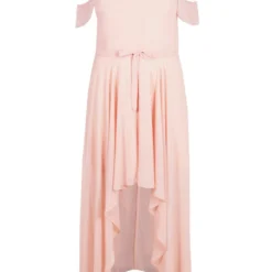 Plus Schulterfreies Chiffon-Kleid Mit Rüschen 8 Plus Schulterfreies Chiffon-Kleid Mit Rüschen -Diven Stil Verkaufsgeschäft pzz95255 blush xl 2