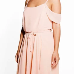 Plus Schulterfreies Chiffon-Kleid Mit Rüschen 9 Plus Schulterfreies Chiffon-Kleid Mit Rüschen -Diven Stil Verkaufsgeschäft pzz95255 blush xl 3