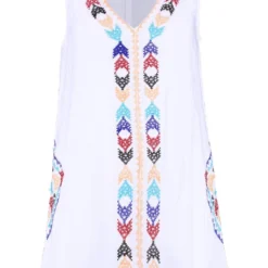 Besticktes Kleid Mit Fransen -Diven Stil Verkaufsgeschäft szz88493 white xl 2