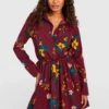Tall Florales Gestreiftes Hemd-Kleid -Diven Stil Verkaufsgeschäft tzz96712 berry xl