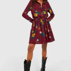 Tall Florales Gestreiftes Hemd-Kleid -Diven Stil Verkaufsgeschäft tzz96712 berry xl 2